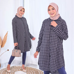 Hannah Kemeja NADINE XXL TUNIK Kotak Jumbo Size (N14) Katun