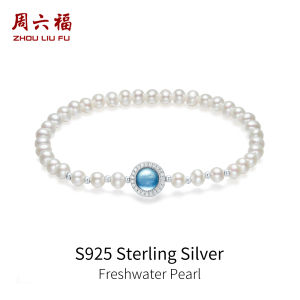 ZHOU LIU FU 周六福 S925 เงินสเตอร์ลิง  ชุดเครื่องประดับไข่มุกน้ำจืด  สร้อยข้อมือและสร้อยคอ X0515195 X1915196