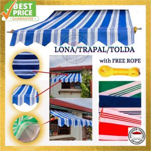 [COD] 9ft x 12ft STRIPES TRAPAL - LONA - TOLDA with FREE ROPE - Tarpauline / Sun and Rain Protection / Outdoor Cover / Car Cover / Car Garage - Waterproof - Durable