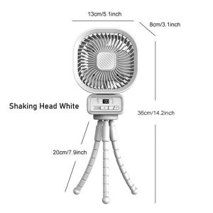Rechargeable Hand Held Fan LED USB Charging Power Display Octopus Type Table Fan 3 Gear Wind Speed Super Quiet Suitable For Outdoor Dormitory Office