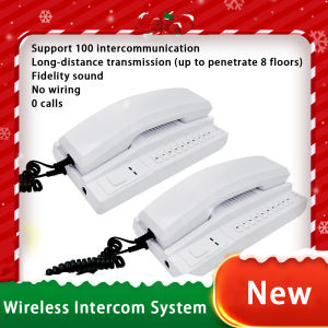 Telephone Intercom 433Mhz Wireless Intercom System Calling Intercom Secure Interphone Handsets Extendable for Warehouse Office Wireless intercom phone two-way intercom voice villa intercom Upgraded version of the white (with LCD display / hands-free)