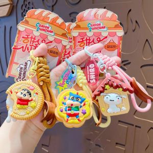 NOVELLEO Anime Doll Crayon Shin-Chan Keychain Decoration Toys Kawaii Sweetheart Cookies Bag Pendant Creative Hand-Woven Braided Rope Key Chain Birthday Gift