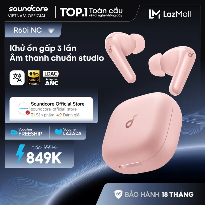 Tai nghe bluetooth khử ồn Soundcore R60i NC | Hires Audio| Chống ồn đến 52dB| Pin 50h | Phiên dịch | BigBuy360 - bigbuy360.vn Tai nghe bluetooth khử ồn Soundcore R60i NC | Hires Audio| Chống ồn đến 52dB| Pin 50h | Phiên dịch | BigBuy360 - bigbuy360.vn