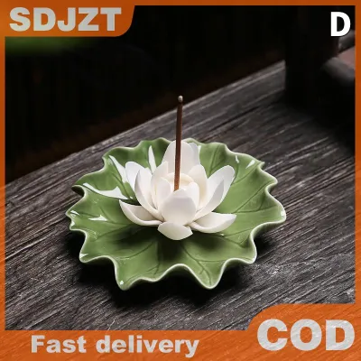 SDJZT ที่จุดธูปเซรามิกลายดอกไม้สำหรับบ้านห้องชากลิ่นหอมเครื่องหอมที่วางธูป