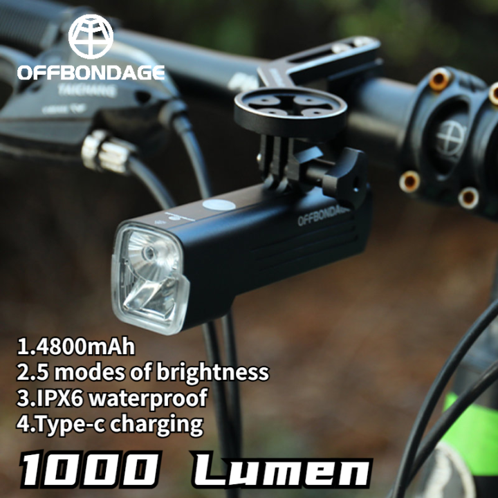 ESLNF OFFBONDAGE Bike Headlight 1000 Lumen Bike Front Light Waterproof  Bicycle Light Cycling Bicycle Light Rechargerable 4800mAh Flashlight Bike 