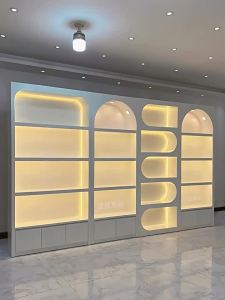 FFBH Modern Minimalist Cosmetics Display Cabinet Nordic Creative Beauty Salon High-end Display Rack Nail Salon Makeup Cabinet FYMC 9Q4T2