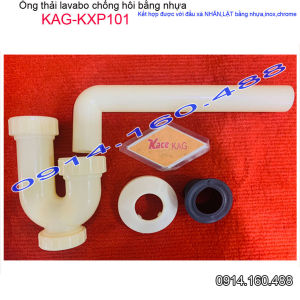 Ống thải lavabo KAG-KX64 nhựa 100% ống xả co P chậu rửa mặt chống hôi có bầu lắng dễ vệ sinh không gỉ séc siêu bền