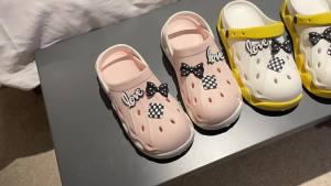 Bowknot Shoe Flower Perforated Sandals For Women Summer Height-Increasing Slippers Non-Slip Beach Closed-Toe Cute Sandals