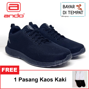 FIURI - Ando - ASHER 33-43 FULL HITAM - Sepatu Kets Pria - Sepatu Sneakers Pria - Sepatu Olahraga Sport Pria - Sepatu Casual Kanvas - Sepatu Jogging Lari Fitness Gym Senam Pria - Sepatu Anak Laki-Laki Cowok - Sepatu Sekolah Bertali SD SMP SMA