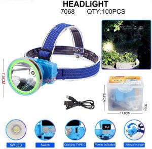 CK -7068 LED Senter Super Terang/Terang Anti Air/type  c Rechargeable//senter Berkemah Senter Kepala Super Terang/Rechargeable Head Light/Bisa Di Cas Kepala Cahaya Terang Outdoor
