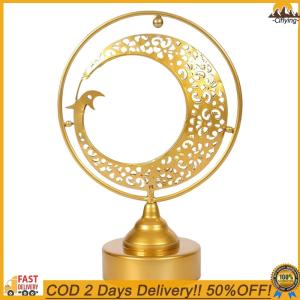 【Ciflying1】Metal Crescent Moon Lamp Battery Powered Gold Ramadan Night Lights for Home Party Islamic Gift