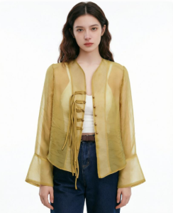 New Chinese Style Mandarin Collar Blouse Womens Shirt Loose Fit Breathable Lightweight Daily Wear