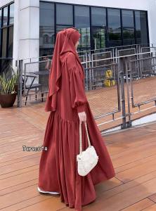 .. promo Baju Gamis Jumbo Kala Terbaru Lebaran Polos Cantika Cringkle airflow Dress Shella buton HUMAIRA