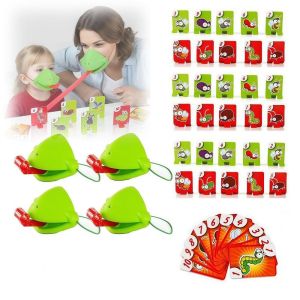 YUNAFIN Two/Four People Frog Wagging Tongue Games Desktop Game Parent-child Interaction Lizard Tongue Game Creativity Funny Frog With Blow Tongue For Family Entertainment