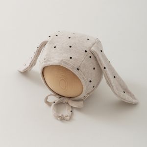 Cute Baby Fetal Cap Polka Dot Cartoon Newborn Rabbit Ear Beanie Hat Ins Tie Strap Infant Bonnet Hat Photography Props