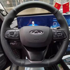 Kaly For Chery Arrizo 5 Pro 5x eQ7 Tiggo 8 Plus Tiggo 7 2018-2024 Hand Stitched Genuine Leather carbon fiber Car Steering Wheel Cover T6H1N