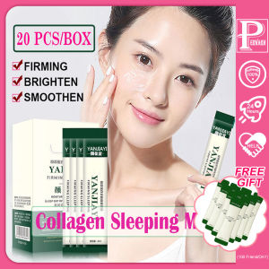 【20Pcs/Box】YANJIAYI Collagen Firming Sleeping Mask Shrink Pores Moisturizing and Tightening Mask Anti-wrinkle Anti Aging Jelly Mask Muscle Lifting Stretching Firm Oil Control Shrink Pores (S1A)