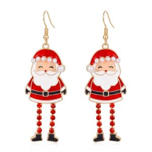 MODERNLUX Dầu nhỏ giọt Bông tai dây chuyền Giáng sinh Men răng Kiểu dáng Dangle Bông tai hình người bánh gừng Sáng tạo Màu sắc ngày lễ Bông tai hình cây kẹo Dành cho phụ nữ
