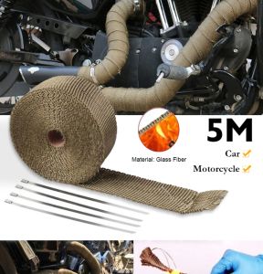 กทม.พร้อมส่ง.5 เมตรสีสันรถจักรยานยนต์ดัดแปลงท่อไอเสียกว้าง 25 มม. ฉนวนกันความร้อนผ้าฝ้ายโค้กหัวผ้ากล้วยเทปฉนวนสำหรับ DIY