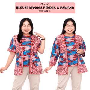 Blouse Big Size LD 140 Wanita Atasan Batik Jumbo L-XL-2L-3L-4L-5L-6L-7L Model Blus Jumbo Kerja Batik / Atasan Big Size Kerja Wanita / Pakaian Batik Kekinian Model Seragam Wanita Big