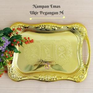 Nampan Emas Ukir Pegangan M Baki Tempat Makanan Oleh Oleh Haji Umroh