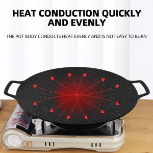 30cm Big Size Indoor Outdoor Camping Non Stick Barbeque Korean Roasting Grill Plate Grill Pan for Gas Stove Induction