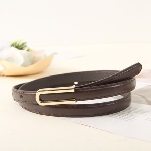Fashion Versatile Women Leather Belt Skinny Metal Buckle Adjustable Waistband Belt