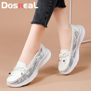Dosreal Giày bệt cho giày lười nữ phong cách Hàn Quốc mới da Giày nữ kiểu slip on Giày dáng thuyền kích thước lớn 35-42 điều dưỡng giày dễ dàng giày mềm cho phụ nữ