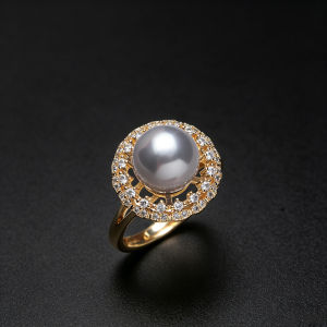 Nhẫn ngọc trai zircon chạm khắc ren cổ điển dành cho nữ kiểu dáng phóng khoáng và thanh lịch nhẫn có thể điều chỉnh với hạt vỏ sò quà tặng cho mẹ.