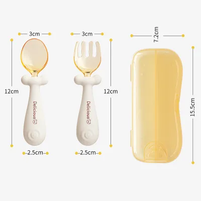 Baltra Baby Training Spoon and Fork Set for Self-Feeding Flexible Baby Utensils for Children Over 1 Year Old Baby Meal Accessories