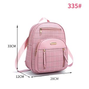 VIVIBAGS #335 FASHIONS BAG LEATHER MATRIAL PLAID DESIGN 14 INCH ZIPPER BAGPACK FOR WOMEN