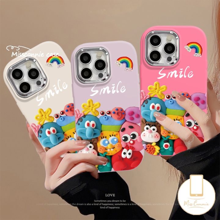 MissConnie Candy Color Cartoon Smile Rainbow Luxury Electroplate