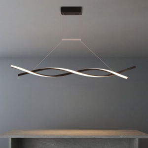 Modern Black Dining Light Creative Led Bar Gold Pendant Lights with Remote Control for Dining Ceiling Chandelier Living Room