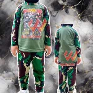 SETELAN KAOS BAJU PIYAMA ANAK LORENG ARMY TENTARA TNI MALVINAS LENGAN PANJANG HARIAN