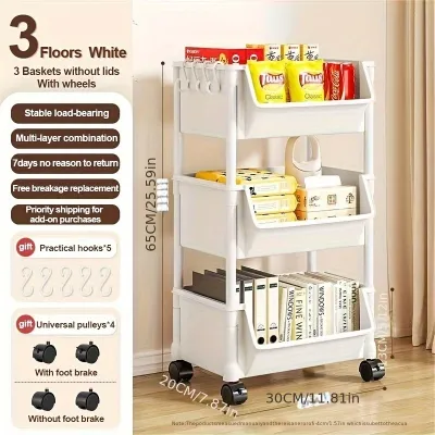 Trolley Bookshelf Kitchen Storage Rack Kitchen Corner Narrow Slit Storage Cabinet Home Organizer