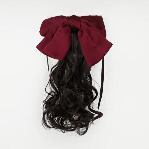 Rambut Palsu Anak Hair Clip Curly Wig Anak Ponytail Anak Knot Bow Merah