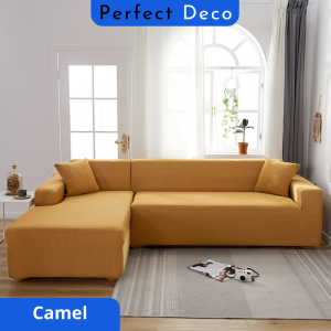 Perfect Deco    1/2/3/4 seater  L-Shape Sofa Cover Elastic Sofa Cover Plain Color 1/2/3/4Seater L-Shaped Sarung Sofa Warna Tunggal Cushion Sarung kusyen