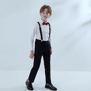 Childrens White Shirt Boys and Girls Long Sleeve Cotton White Shirt Spring and Autumn Primary and Secondary School Uniform Performance Costume