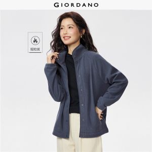 GIORDANO Women Jackets Polar Fleece Stand Collar Soft Warm Jackets Snap Buttons Raglan Sleeve Fashion Casual Jackets 05375882