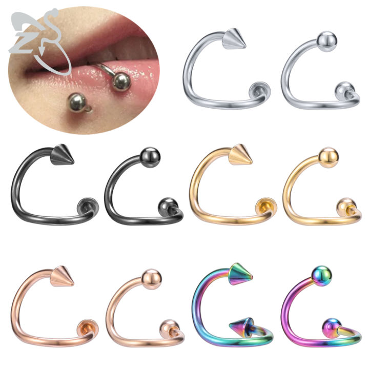 ZS 1 PC Stainless Steel Spiral Twisted Barbell Stud Earrings Double ...