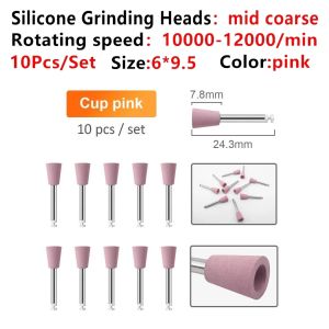10pcs/bag Dental Silicone Grinding Heads Polishing Burs Kit for Low Speed Contra Angle Handpiece Dentistry Instrument