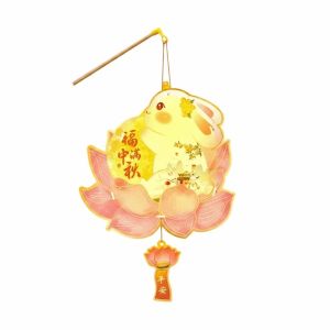 MILAN Handmade Bunny Lantern PVC Paper Glowing Rabbit Flower Lantern Festival Hanging Ornament Yellow Mid Autumn Lantern Mid Autumn Festival