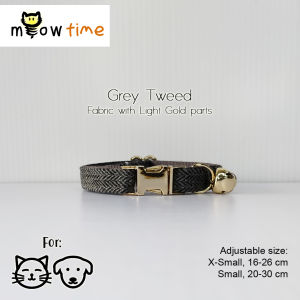 MeowTime: Minimalist Tweed Checkered & Suits Series Adjustable Fabric Collar for Cats and Small Dogs