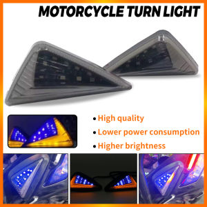 E&M Universal Motorcycle Dynamic Triangle Tail Light LED Turn Signal Indicator Yellow/blue Flexible Blinker Lamp 2PCS
