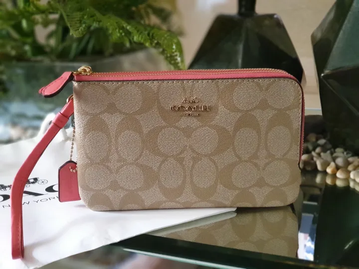 Coach wallet discount double zipper