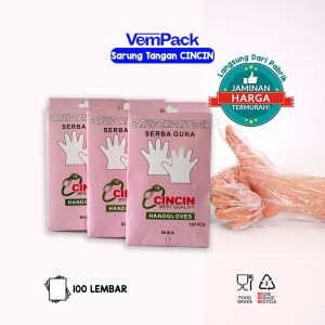 SARUNG TANGAN PLASTIK Handgloves CINCIN (isi 100pcs / 50 pasang)