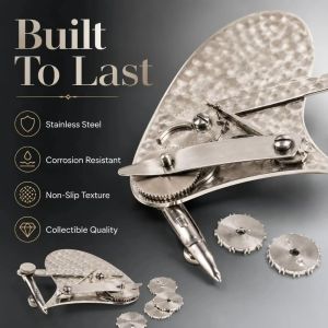 JAYQQ Dual Mode Mechanical Gear Train Ruling Pen Hand-hammered Texture Interchangeable Roller Wheel Dashed Lines Pen Vintage Drawing Scriber for Architects
