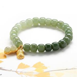T35(Beli 2 dapat bonus) COD Gelang giok kacang manik karet titanium