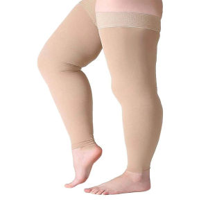 Thigh High Compression Stockings for Varicose Veins Men Women Footless Pressure Sleeves Nursing Socks15-21mmHg Plus Size