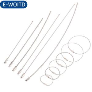 E-WOITD 20pcs dây dây móc chìa khóa dây thép không gỉ Keychain Carabiner cáp vòng chìa khóa